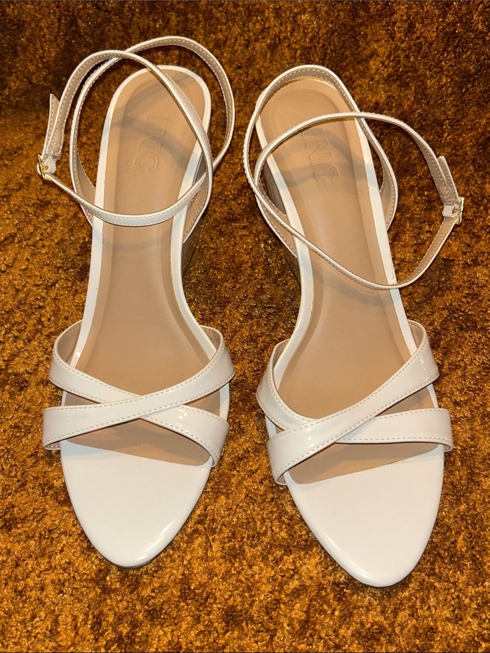 INC International Concepts White Crisscross Ankle-Strap Sandals